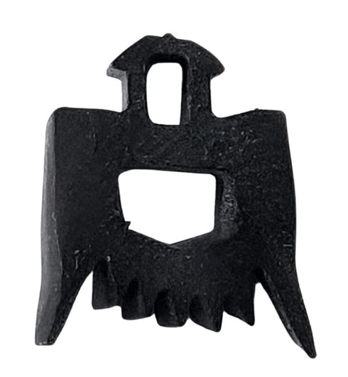 Black metal clip on a white background